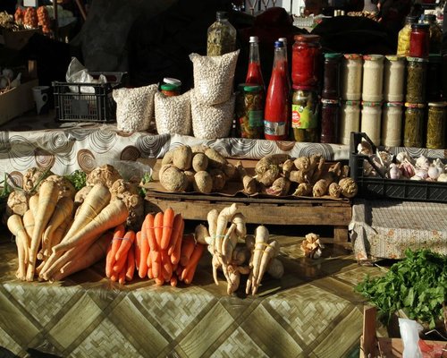 Fresh vegetables and root crops from a local Polish market